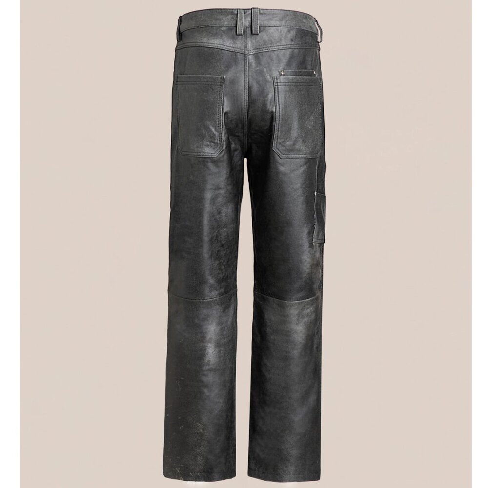 NEW FOUND Distressed Genuine Leather Carpenter Pants SZ 36 - Picture 9 of 10